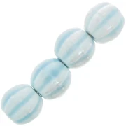 Perla in ceramica a forma di zucca da 12 mm - Blu chiaro iridescente x10