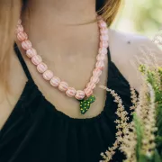 Perline di ceramica a forma di zucca 13 mm - Rosa iridescente x10