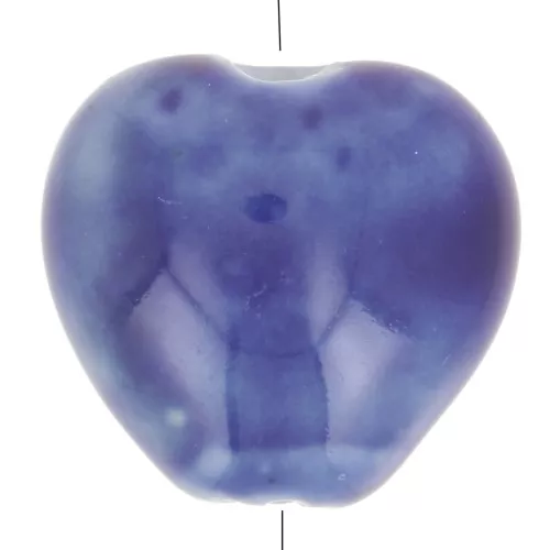 Perline a cuore in ceramica 15x15 mm - Blu scuro marmorizzato x5
