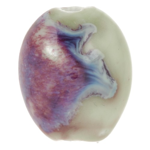 Perline in ceramica 21x18 mm - Verde salvia - Viola marmorizzato x4