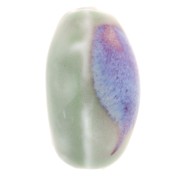Perline in ceramica 21x18 mm - Verde salvia - Viola marmorizzato x4