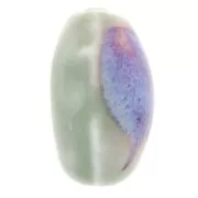 Perline in ceramica 21x18 mm - Verde salvia - Viola marmorizzato x4