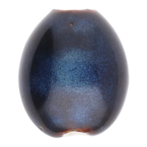 Perle in ceramica olivastra 21x18 mm - Marrone scuro - Blu notte marmorizzato x4