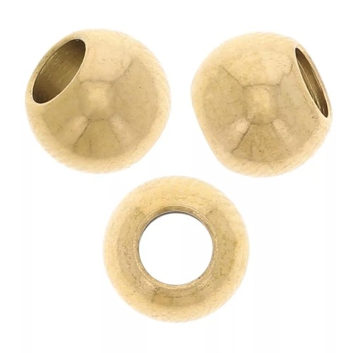 Perla rotonda da 6 mm con foro da 3 mm - Acciaio inossidabile 316F Dorato x100