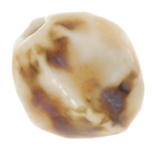 Perline ovali striate in ceramica 16x14 mm - Beige - Marrone marmorizzato x5