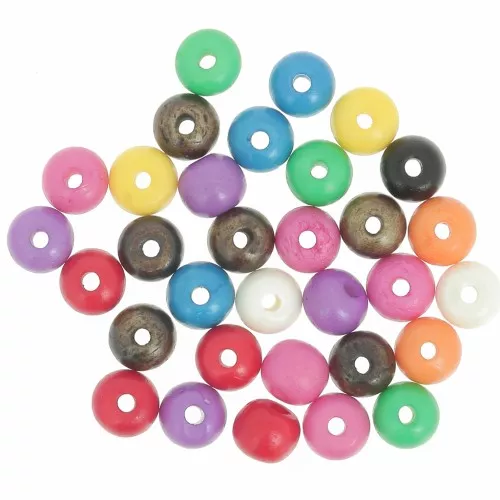 Perle rotonde appiattite assortite 8,5x7 mm in osso colorato - Multicolore x35g