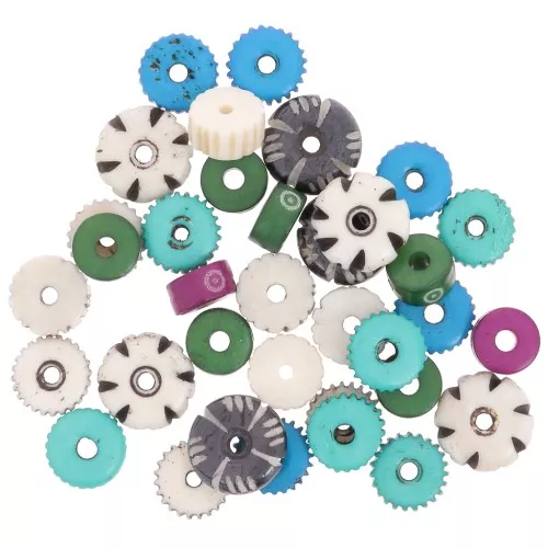 Assortimento di perle in osso tonde e incise - Multicolore x44g