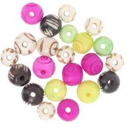 Assortimento di perle in osso rotonde e appiattite 10 mm a 12mm - Multicolore x48g|raw }}