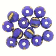 Assortimento di perle rotonde appiattite 10x8 mm in osso colorato - a righe - blu - Dorato x20|raw }}