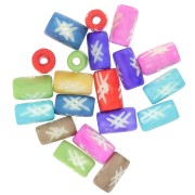 Assortimento di perle tubolari in osso incise 12x7 mm - Multicolore x20|raw }}