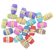 Assortimento di perle in osso macchiato 12x8 mm - Multicolore - Dorato x20|raw }}