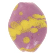Perla ritorta in ceramica 28x21,5 mm - Rosa - Giallo screziato x1