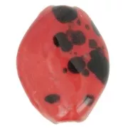 Perla ritorta in ceramica 28x21,5 mm - Rosso - Nero screziato x1