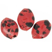 Perla ritorta in ceramica 28x21,5 mm - Rosso - Nero screziato x1