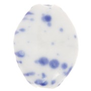 Perlina ritorta in ceramica 28x21,5 mm - Bianco - Blu scuro screziato x1|raw }}