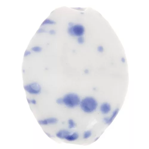 Perlina ritorta in ceramica 28x21,5 mm - Bianco - Blu scuro screziato x1