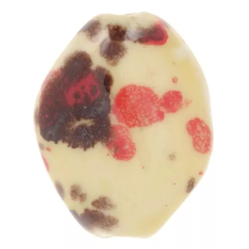 Perlina ritorta in ceramica 28x21,5 mm - Gialla - Screziata di marrone e rosso x1