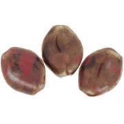 Perlina ritorta in ceramica 28x21,5 mm - Marrone - Rosso marmorizzato x1