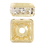 Perla rotonda Strass quadrata 5 mm - Dorato - Cristallo x1|raw }}