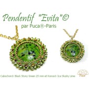 Cabochon rotondo in vetro di Puca® 25 mm - Smeraldo nero x1