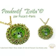 Cabochon rotondo in vetro di Puca® 25 mm - Smeraldo nero x1