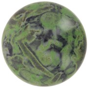 Cabochon rotondo in vetro di Puca® 25 mm - Nero verde pietra x1