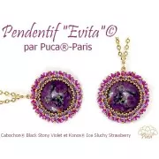 Cabochon rotondo in vetro di Puca® 25 mm - Black Stony Violet x1