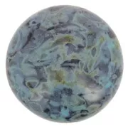 Cabochon rotondo in vetro di Puca® 18 mm - Black Stony Blue Green x1