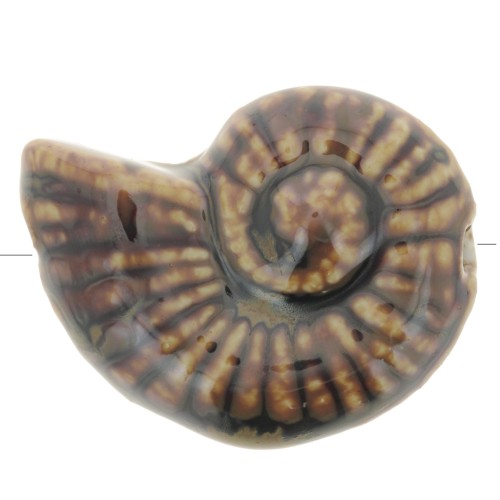 Perla di conchiglia in ceramica 40x31 mm - Marrone x1