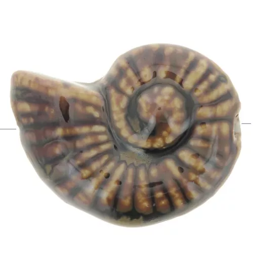Perla di conchiglia in ceramica 40x31 mm - Marrone x1