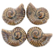 Perla di conchiglia in ceramica 40x31 mm - Marrone x1