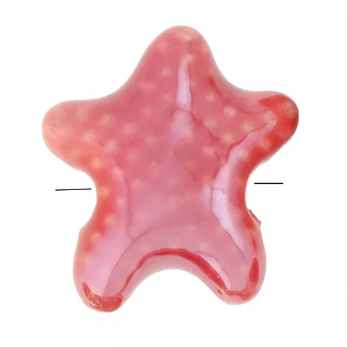 Perline stella marina in ceramica 12x11 mm - Rosso iridescente x5