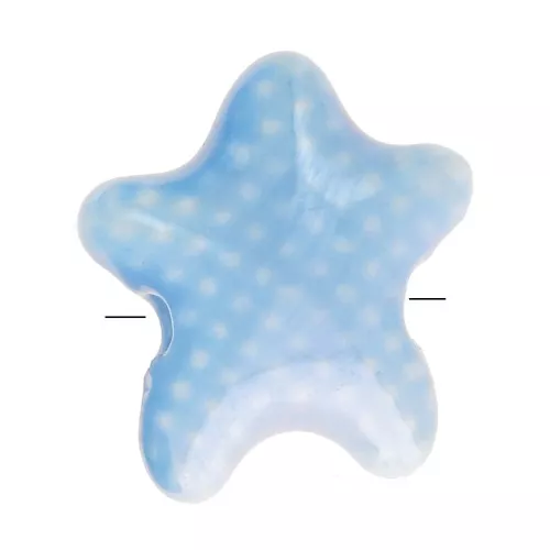 Perline stella marina in ceramica 12x11 mm - blu iridescente x5
