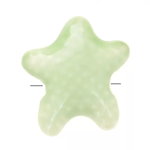 Perline stella marina in ceramica 12x11 mm - Verde chiaro iridescente x5