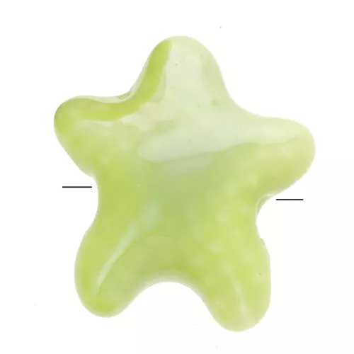 Perline stella marina in ceramica 12x11 mm - Verde iridescente x5