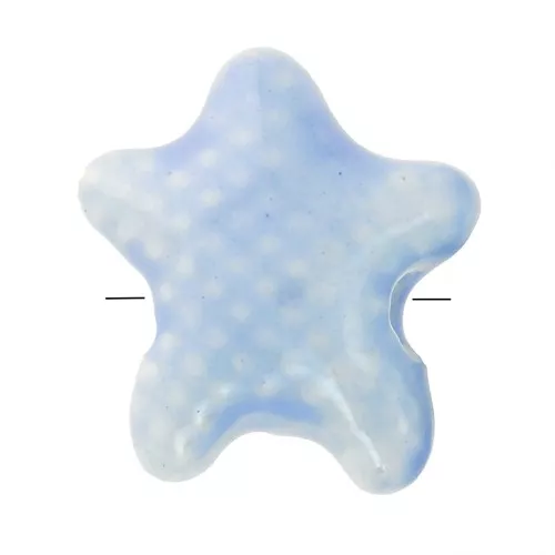 Perline stella marina in ceramica 12x11 mm - Azzurro iridescente x5