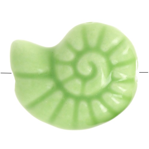 Perle conchiglia in ceramica 15x12 mm - Verde chiaro x5