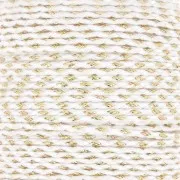 Cordon en coton tressé et fil métallisé 1.5 mm - Blanc - Doré x1m