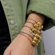 Cordoncino di cotone intrecciato e filo metallico 1,5 mm - Multi Blu - Viola - Dorato x1m