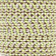Cordon en coton tressé et fil métallisé 1.5 mm - Marron - Jaune fluo - Doré x1m