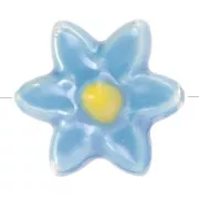 Azul - Perle fleur 17x16 mm en céramique - Bleu - Jaune irisé x4 Perle fleur 17x16 mm en céramique - Bleu - Jaune irisé x4