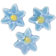 Perla floreale in ceramica 17x16 mm - Blu - Giallo iridescente x4
