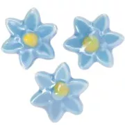 Perla floreale in ceramica 17x16 mm - Blu - Giallo iridescente x4