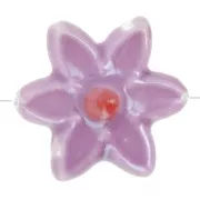Perla fiore in ceramica 17x16 mm - Viola - Rosso iridescente x4