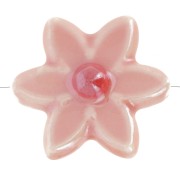 Perla fiore in ceramica 17x16 mm - Rosa - Rosso iridescente x4|raw }}