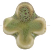 Perla in ceramica da 21 mm - Verde cachi marmorizzato x5