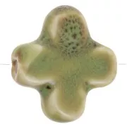 Perla in ceramica da 21 mm - Verde cachi marmorizzato x5