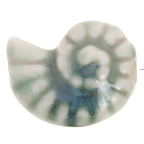 Perla conchiglia in ceramica 20x16 mm - Verde salvia - Marmorizzato viola x1