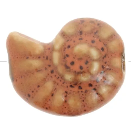 Perla conchiglia in ceramica 20x16 mm - Terracotta - Puntinata nera x1