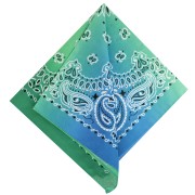 Bandana 100% cotone - Stampa cachemire - Tie and Dye - Verde scuro - Verde - Blu x1|raw }}
